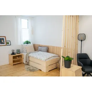 WOMONY Stapelbett / Stapelliege, Gästebett, 90 x 200 cm, Fichte Massivholz