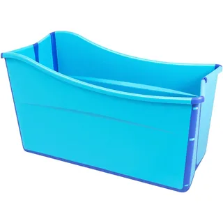 Mobile Badewanne Kinder Erwachsene, 87x46x56.5cm Faltbare Freistehend Sitzbadewanne, Spa Bad Wanne, Klappbadewanne für Hinterhöfen, Terrassen, Balkonen, Badezimmern (Blau)