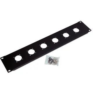 deetech RBC02/06-2HE Rackblende/Lochblende/mit 6 Löchern für Audiobuchsen
