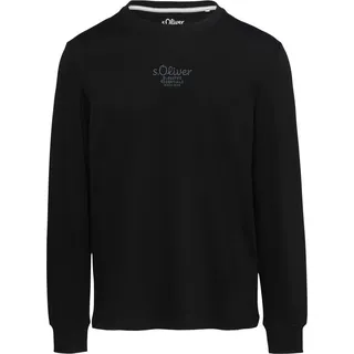 s.Oliver Langarmshirt mit Logo-Stickerei - schwarz S