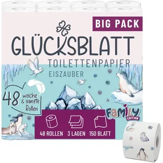 glücksblatt Toilettenpapier mit bedruckten Motiven 3-lagig 48 Rollen x 150 Blatt