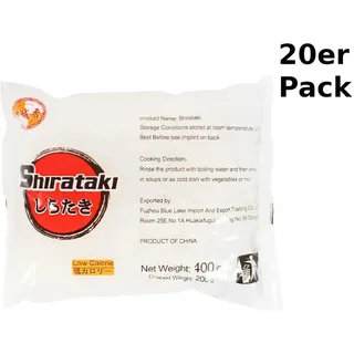 CITYAROMA Nudeln Shirataki dünn Beutel 400g / Abtropfgewicht 200g, 20er Pack
