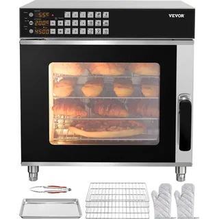 Vevor kommerzieller Konvektionsofen konventioneller Arbeitsplattenofen 58 L 2800 W Toasterofen mit Tür aus gehärtetem Glas, elektrischer Backofen mit Drahtgitter & Klemmtablett-Handschuhen