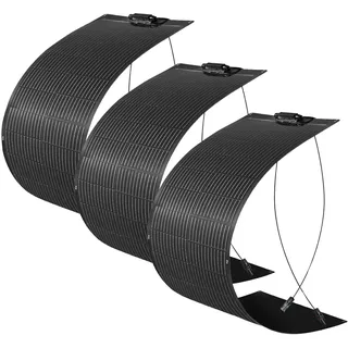 WUZECK Solarpanel Flexibel 300W 12V, Flexibles Solarpanel Schmal Lang Schwarz, Solarmodul Flexibel Wohnmobil für 12V Batterien Balkon, Solaranlage für Wohnwagen Boot Pv Module