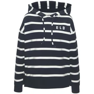 ELBSAND Kapuzensweatshirt gestreift Marine/Weiß 42