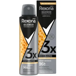 6x Rexona Men Maximum Protection Deospray Sport Defence Antitranspirant mit 96 Stunden Schutz vor Schweiß und Körpergeruch gegen starkes Schwitzen und Körpergeruch,150 ml (6er Pack)