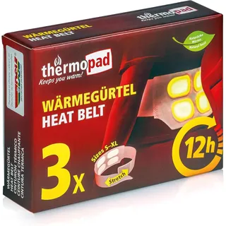 Thermopad Wärmegürtel GR. S-XL (Stretch/Klett) – DAS ORIGINAL: 3x Wärmegürtel für 12 Stunden I Sofort einsatzbereiter Wärmegurt aus extra warmen Wärmepflastern/Wärmepads – Rückenwärmer