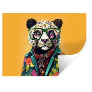 MuchoWow Wandsticker Panda - Brille - Hippie (1 St), Wandtattoo, Selbstklebend, Wohnzimmer, 40x30 cm bunt 40 cm x 30 cm x 0.1 cm