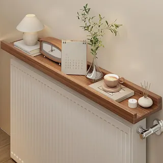 SXKLLYX Heizungsregal Holz, Heizkörperregal, Aufbewahrung und Dekoration Heizung Ablage für Schlafzimmer, Erhöhte Seiten, Tragkraft 20kg(Brown,60 * 15 * 4cm/24 * 6 * 1.6in)