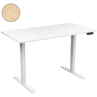 AMBINESS Schreibtisch Höhenverstellbar FlexxPro, 6 Varianten, Durchgehende Arbeitsplatte (Höhenverstellung von 72-119 cm, Inkl. LED-Bedienfeld & Kabeldurchführung), elektrisch stufenlos & ergonomisch weiß 100 cm x 60 cm