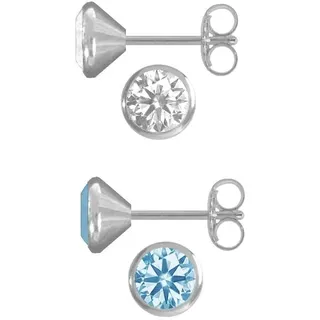 FIRETTI Schmuckset FIRETTI "Multipack Schmuck Geschenk Silber 925 Ohrstecker versch. Varianten", blau (silberfarben, aquablau, weiß, weiß, aquablau), Schmuck_Sets, Damen, Silber 925 (Sterlingsilber), Schmuckset, mit Zirkonia (synth.)