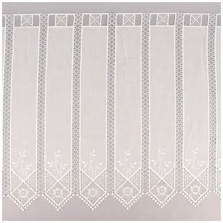SCHÖNER LEBEN. Meterware Scheibengardine nähfrei Häkelei Stickerei Blätter ecru 60cm, leicht perforiert, Stickerei/Stickstoff, bestickt, pflegeleicht weiß