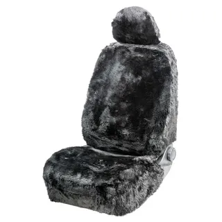 Walser Premium Lammfell Autositzbezug Maya - 100% Lammfell Sitzbezug für Auto, Schwarz