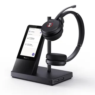 Yealink WH66 Kabelloses Headset mit 4-Zoll-Bildschirm, DECT für Teams, Zoom, Skype-zertifiziert, Bluetooth mit 160 m Reichweite, Vollduplex-Lautsprecher, 14h Anrufzeit, für Büro, Schreibtischtelefon