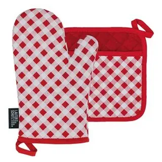 lauterschutz LauterSchutz® Ofenhandschuh LS104, mit Topflappen, rot, bis 250°C] hitzebeständig, Baumwolle, 4-teilig