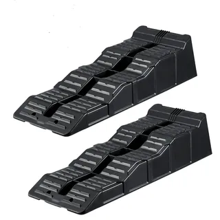 GREENSAPPIRE Auffahrrampen bis 2.5t 3-Stufen Nivellierkeile bis aus Kunststoff 2 Stück Stabile Autorampen für schwerere Fahrzeuge Pkw Auto Kfz Rampe für Caravan, Camper, Van & Auto