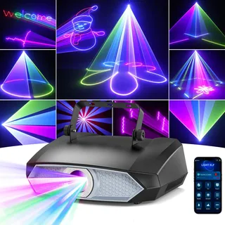 Discolicht Partylicht, 2W 3D DIY Animationslicht mit Bluetooth-App, Animations DJ Disco Licht und DMX512, Geeignet für Party, Club, Bar, Halloween, Weihnachten