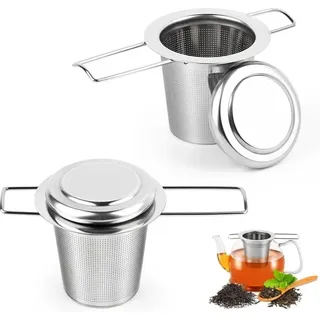 Stück Tee-Ei, Edelstahl-Teefilter mit feinen Löchern, Teefilter für Tasse, Tee-Ei mit faltbarem Griff und Deckel, Universal-Teesieb für Teekanne,