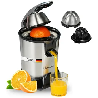 sommertal Zitruspresse CP850 elektrische Saftpresse inkl. 2 Presskegel, manuelle Handpresse, Orangenpresse Zitronenpresse aus Edelstahl, Juicer Entsafter mit starkem 850W Motor