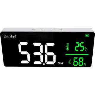 Schallpegelmesser Wand hängend 30-130dB 11 Zoll LED Bildschirm Lärm Temperatur Luftfeuchtigkeit Meter mit Zeitanzeige für Home Studio Fabrik