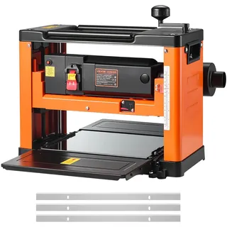 Vevor Dickenhobel, Dreiblatt, 330 mm Arbeitstisch, Hobelmaschine, 2000 W, Hobel 23500 U/min, Doppelrollen, Überrollschutz, Holzbearbeitung mit Einzelgeschwindigkeit, für Hart- & Weichholz