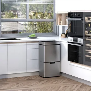 Homcom Mülleimer 72L Abfalleimer mit Sensor, Mülltrennsystem 3 Fächer, Edelstahl, Silber, 42x30x81 cm Aosom