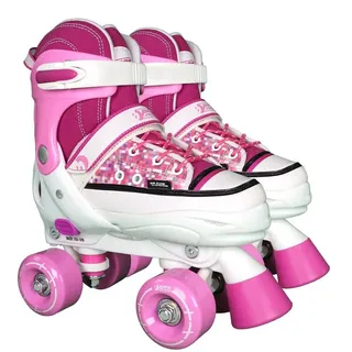 Best Sporting Schlittschuhe Rollschuhe, Größe verstellbar, ABEC 7 Carbon, pink-weiß 28 - 31