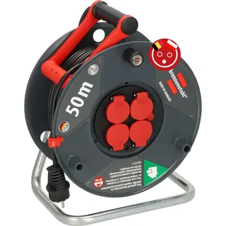 Brennenstuhl Garant V2 IP44 Outdoor Kabeltrommel 50m (Made in Germany, 4-Fach mit erhöhtem Berührungsschutz, Spezialkunststoff) französisches Stecksystem
