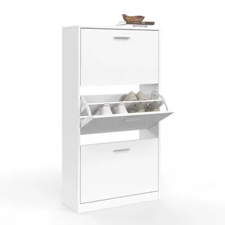 IDMarket Schuhmöbel 18 Paar Klark 3 Türen weiß