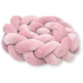 LuMali - Kinderbett Umrandung 210 cm, Bettschlange Geflochten Baumwolle, Baby geflochten Bettumrandung, Gitterbett Umrandung - Stillkissen - altrosa - Rosa