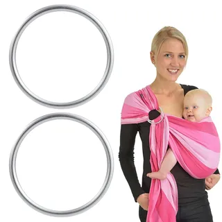Baby Sling Ringe,2pcs Tragetücher Ringe,Tragbar Aluminiumring für Kleinkinder,Kinder Tragetuch Silber,Baumwolle Wrap Aluminium Ringe,Babytragetuch Ring Zubehör für Kleinkinder