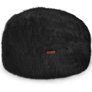 Green Bean Pouf in Felloptik rund - Sitzhocker mit Füllung - Maße 45 x 25 cm - perfekte Ergänzung zum Sitzsack - Sitzwürfel Sitzkissen Hocker Schwarz