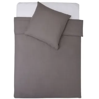 Lumaland Premium Bettwäsche unifarben grau/silber 155 x 220 cm + 80 x 80 cm