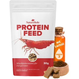 NatureHolic - Garnelenfutter Proteinfeed I Futter für Garnelen auch für Krebse geeignet I Made in Germany I Frei von Fischmehl und minderwertigen Tiermehlen I Für besseres Wachstum und Panzer Aufbau
