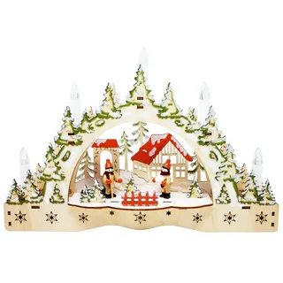 ToCi beleuchteter Schwibbogen Kerzenbogen Lichterbogen mit 5 LED-Kerzen und weihnachtlichem Motiv zur Weihnachts-Dekoration, Fensterdekoration und Tischdekoration