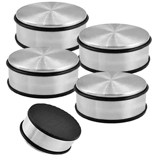 4er Set Türstopper Edelstahl massiv - Schwerer Türstopper Boden 1,2 Kg/Stk., Door Stopper im modernen Design versehen mit Gummiring zum Schutz der Türen