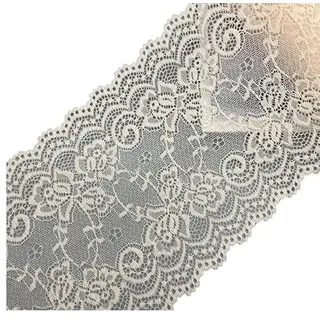 BrightGlow Spitzenband 15cm Breit Elastizität Spitzenborte Geschenkband Vintage Spitzenband Spitze Band Meterware Schleifenband Spitze Spitzenstoff Zum Nähen für DIY,Weihnachten Beige 1M