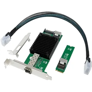 10G M.2 NVMe(M Key SFP+ PCIe X4 Netwrok Card with Intel 82599(X520-DA1) Controller,10gb RJ45 Ethernet NIC Industrial Adapter with SFF-8087 Cable/Low Profile Bracket Support PXE&UEFI