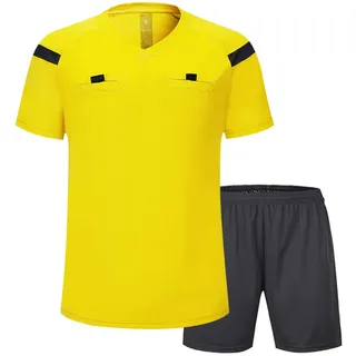 SHINESTONE Herren-Schiedsrichter-Trikot, für Fußball, Kurze Ärmel (Yellow, Small)