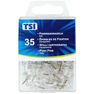 TSI Pinnwandnadeln Standard 35er Packung, Farbe klar/transparent, Art.-Nr. 48310