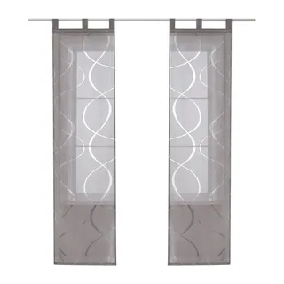 Joyswahl Schiebegardine (2 St), Schlaufen, transparent, Voile Flächenvorhänge Schiebevorhang Schlaufenschals, Ausbrenner grau 57 cm x 145 cm