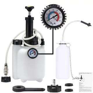 ISINEVER 3L Bremsenentlüftungsgerät Auto Bremsenentlüfter Set Bremsflüssigkeitswechselgerät mit 1 L Absaugbehälter E20 Adapter(ø45mm), Bremsen Entlüften Werkzeug für PKW Motorrad