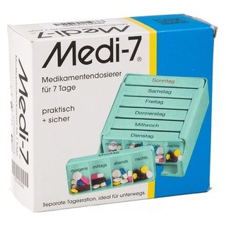Medi-7 Tablettenbox 7 Tage, Pillendose, 7 x 4 Fächer, mit Tageszeiten