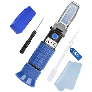 ZITFRI 4-in-1 Frostschutz Refraktometer mit ATC, Kühlmitteltester für Ethylenglykol (G11 G12), Propylenglykol (G13), AdBlue (DEF), Batteriesäure und Scheibenwaschflüssigkeit Schwarzes (blau)