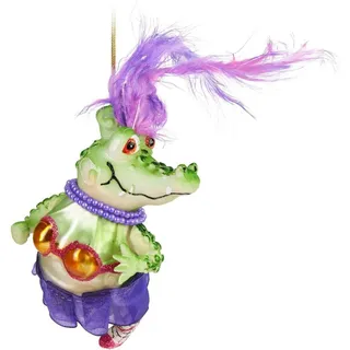 Brubaker Krokodil Frau Weihnachtskugel aus Glas - Handbemalt und Mundgeblasen - Alligator Lady Christbaumschmuck Lustig - Christbaumkugel Figuren Weihnachtsdeko Anhänger - Deko Baumkugel
