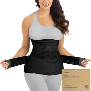 KeaBabies Revive 3 in 1 Postpartum Gürtel für Damen - Bauchgurt nach Geburt Kaiserschnitt, Rückbildungsgürtel nach Geburt, Bauchband nach Geburt, Bauchgurt Schwangerschaft (Midnight Black, XL)