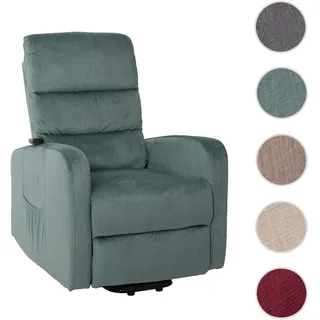 Fernsehsessel HWC-K62, Sessel Relaxsessel TV-Sessel, Liegefunktion Aufstehhilfe elektrisch, Metall Chenille ~ blau-grün