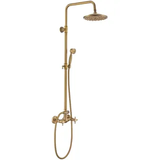Duschsystem HOMELIVE Duschset mit Armatur Regendusche Set Duschamaturenset, Kopfbrause, Handbrause, Brausestange Antike Bronze Gebürstetes Nickel