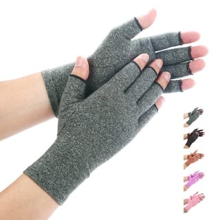 Duerer Arthritis Handschuhe - kompressionshandschuhe für Rheumatismus und Arthrose - bieten Arthritis Gelenkschmerzen Linderung der Symptome - Rheuma Fingerlose handschuhe damen(Grau, M)