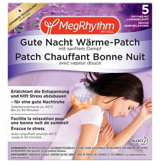 MegRhythm Gute Nacht Wärme-Patch Lavendel Wärmepflaster 5 Wärmende Nacken-Pflaster - Entspannung und hilft Stress abzubauen - Mit Lavendel-Duft